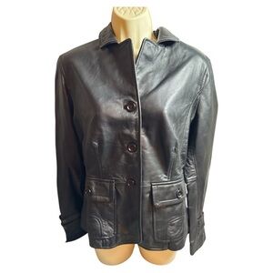 Thread Needle Black Leather Jacket XL